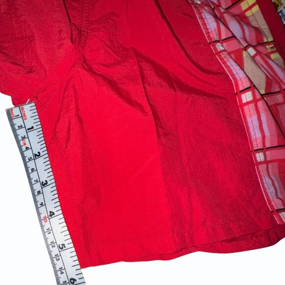 VTG 90s OP Ocean Pacific Swim Shorts Trunks Mens M Red Plaid Elastic Waist Liner - Picture 11 of 12